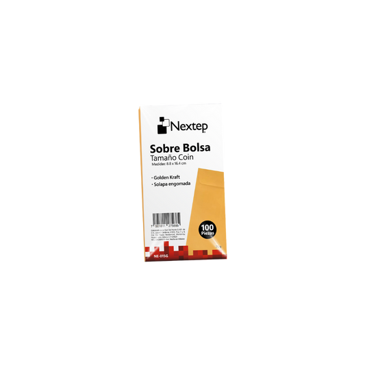 SOBRE BOLSA ECONÓMICO NEXTEP TAMAÑO COIN 5 SOLAPA ENGOMADA PAQUETE C/100 NE-015G