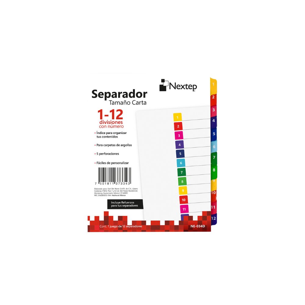SEPARADOR NEXTEP ECONÓMICO 12 DIVISIONES CON NÚMERO NE-034D