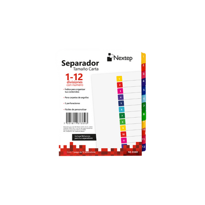 SEPARADOR NEXTEP ECONÓMICO 12 DIVISIONES CON NÚMERO NE-034D