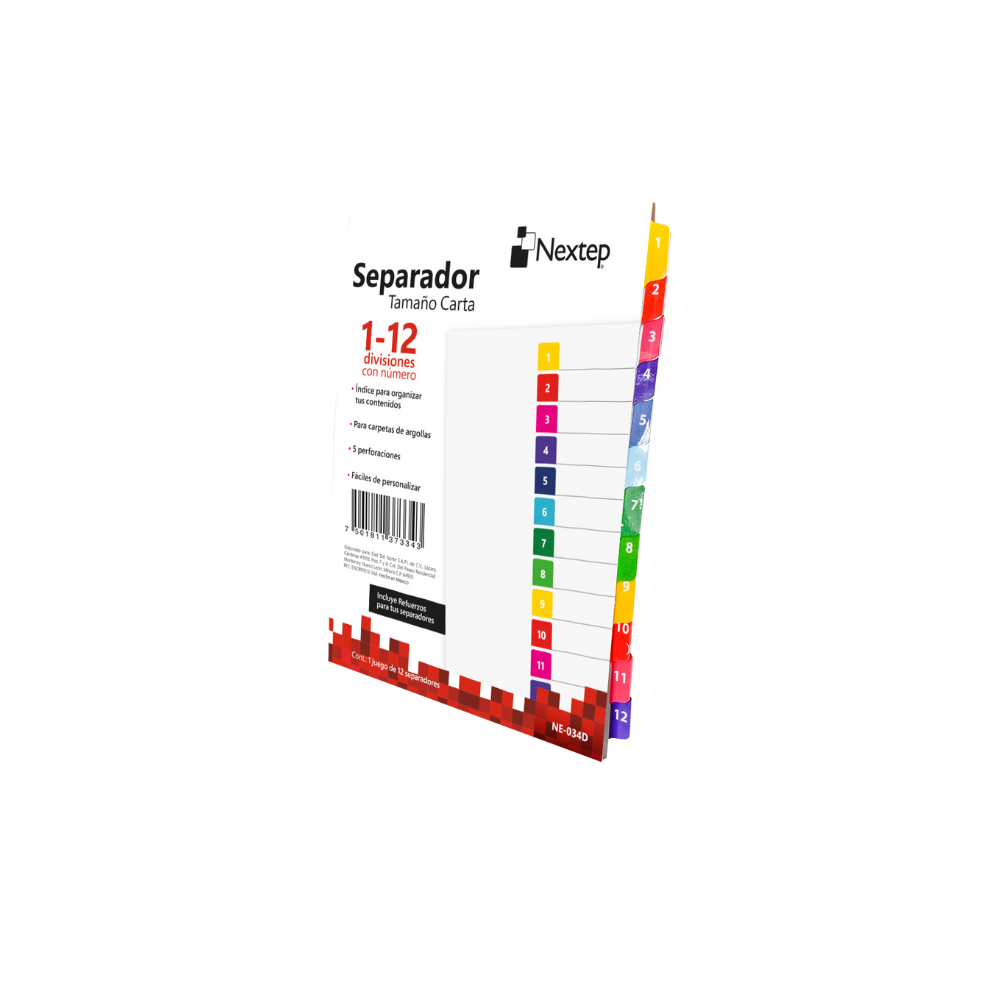 SEPARADOR NEXTEP ECONÓMICO 12 DIVISIONES CON NÚMERO NE-034D