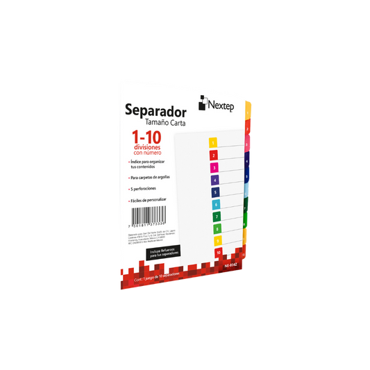 SEPARADOR NEXTEP ECONÓMICO 10 DIVISIONES CON NÚMERO NE-034Z