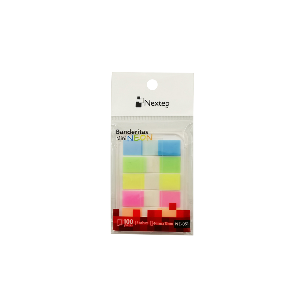 BANDERITAS NEXTEP MINI NEÓN 5 COLORES 10 SETS C/100 PIEZAS NE-051