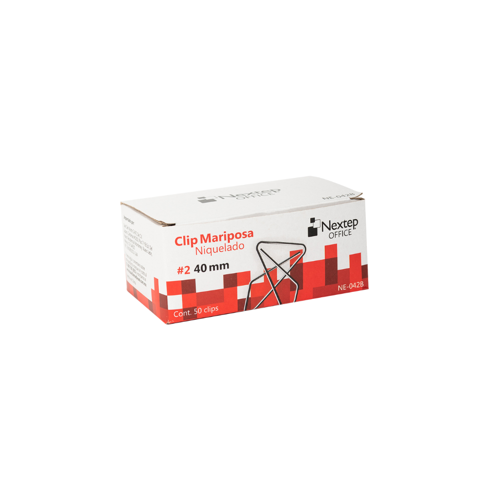 CLIP MARIPOSA NEXTEP NIQUELADO #2 40MM 50 CLIPS NE-042B