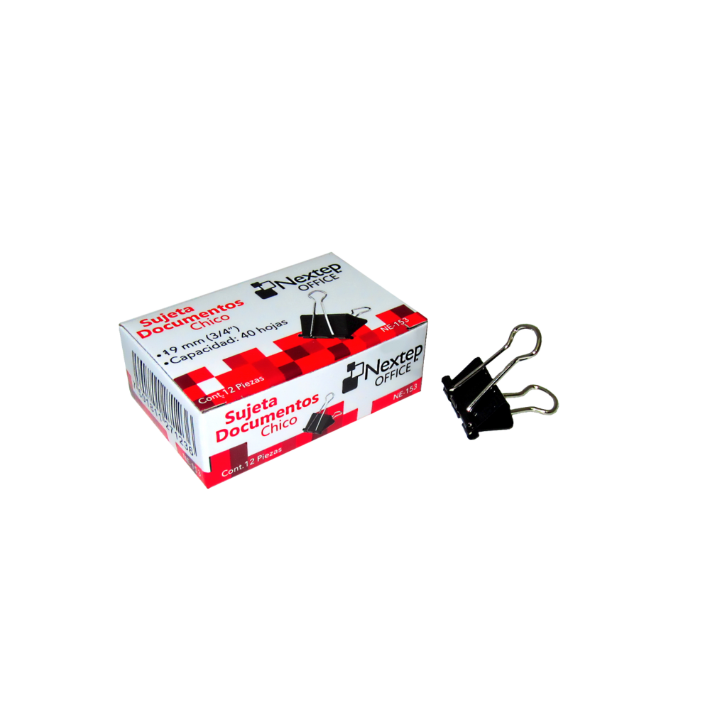 SUJETA DOCUMENTOS NEXTEP CHICO 19MM (3/4") 12 PZAS NE-153