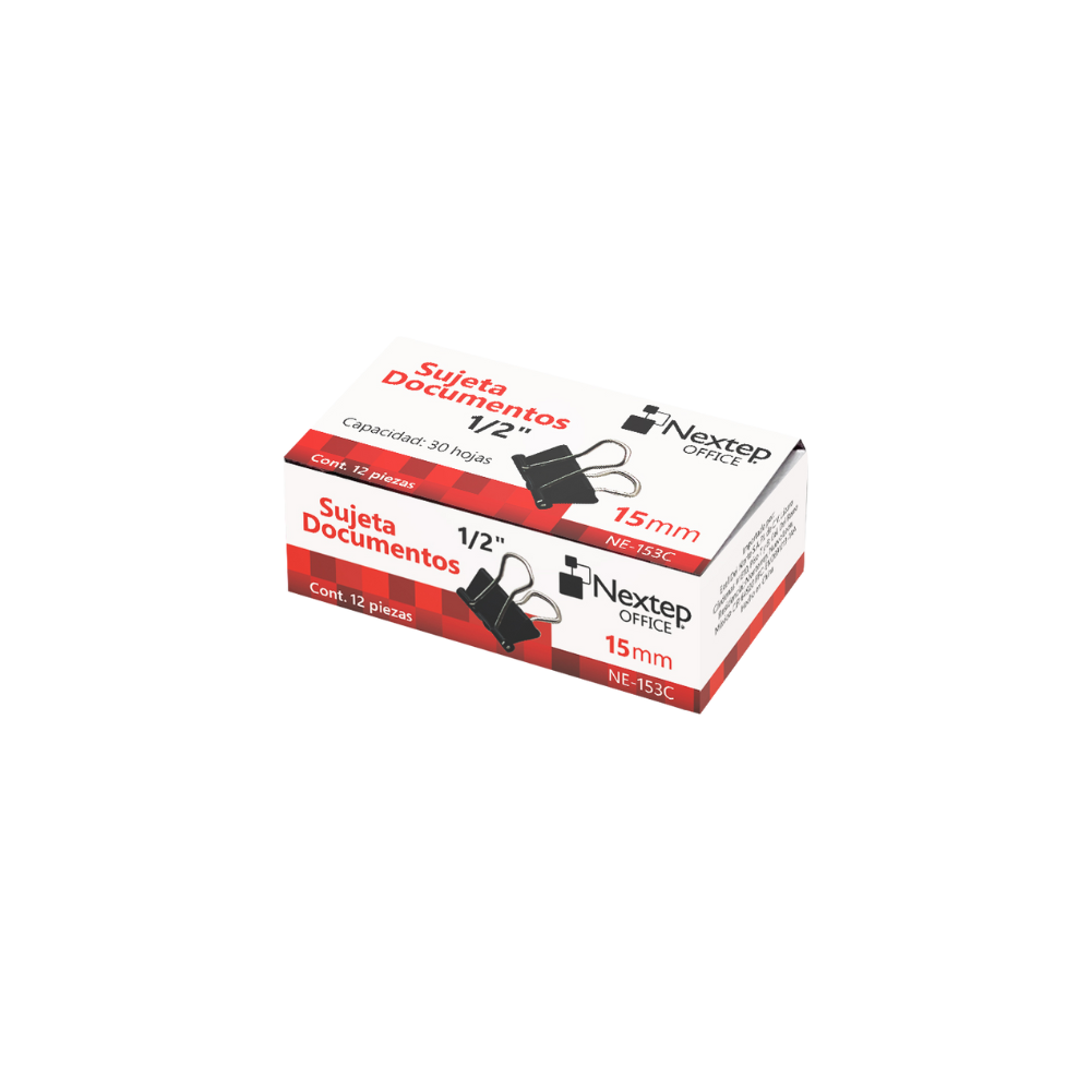 SUJETA DOCUMENTOS NEXTEP MINI 15MM 12 PIEZAS NE-153C