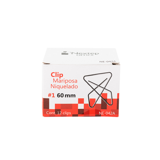 CLIP MARIPOSA NEXTEP NIQUELADO #1 60 MM 12 CLIPS NE-042A
