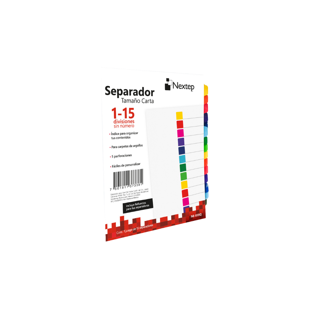 SEPARADOR NEXTEP ECONÓMICO 15 DIVISIONES SIN NÚMERO NE-035Q