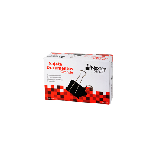 SUJETA DOCUMENTOS NEXTEP GRANDE 51MM (2") 12 PZAS NE-155