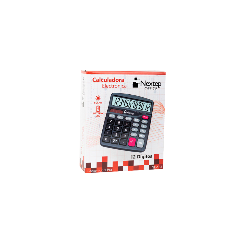 CALCULADORA NEXTEP 12 DÍGITOS SEMI ESCRITORIO BATERIA/SOLAR NE-183