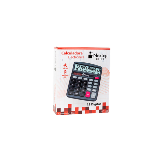 CALCULADORA NEXTEP 12 DÍGITOS SEMI ESCRITORIO BATERIA/SOLAR NE-183