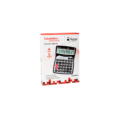 CALCULADORA NEXTEP 12 DÍGITOS PANTALLA GRANDE BATERÍA/SOLAR NE-192