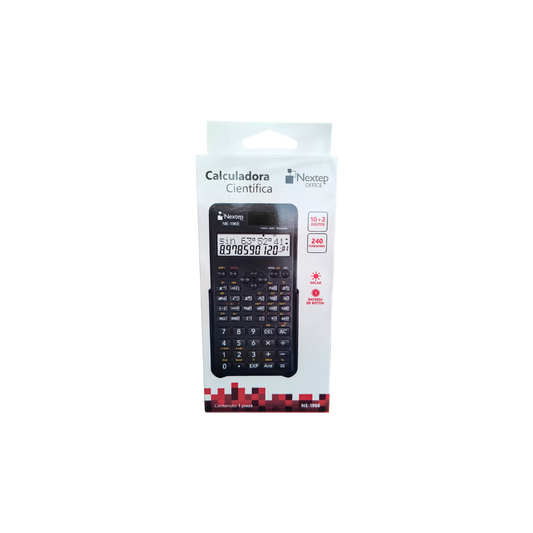 CALCULADORA NEXTEP CIENTÍFICA 10+2 DÍGITOS DOBLE LÍNEA 240 FUNCIONES SOLAR/BATERÍA NE-196E