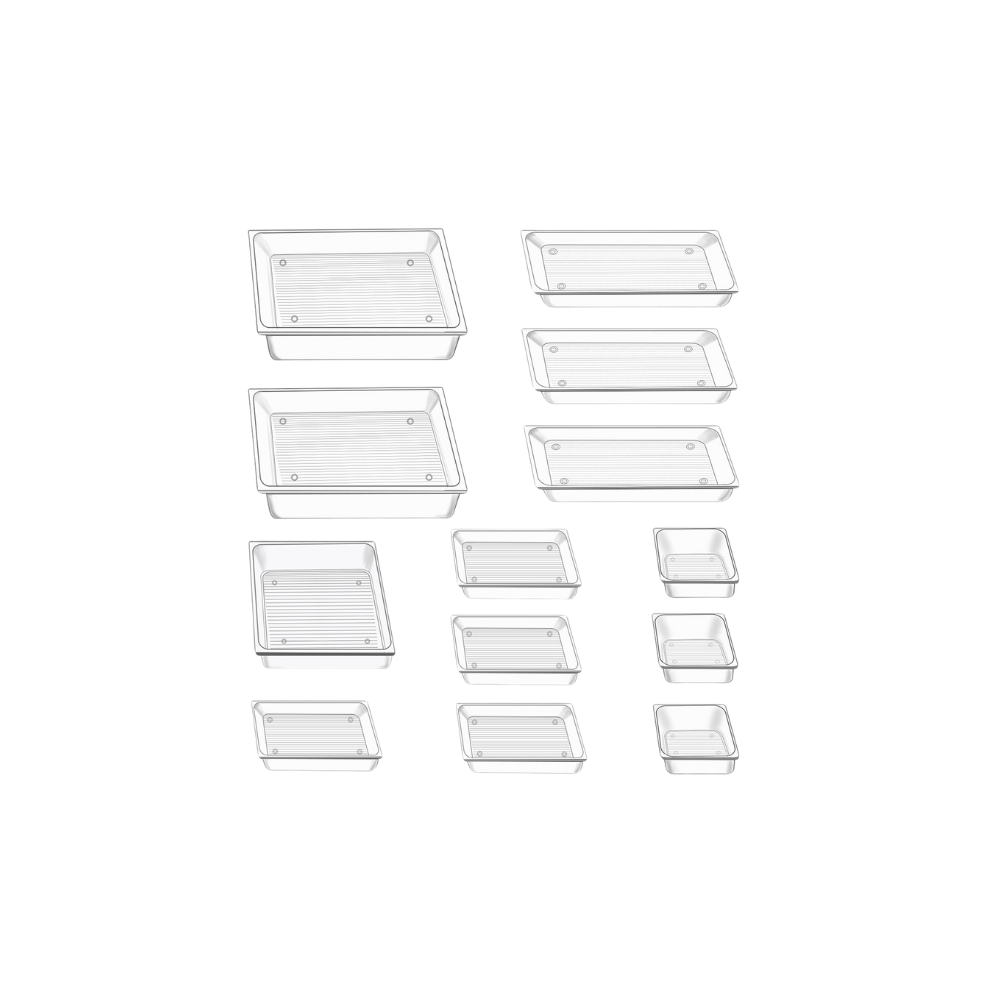 JUEGO DE 13 ORGANIZADORES NEXTEP TRANSPARENTE PET PARA CAJÓN NE-623