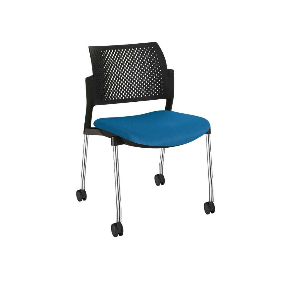 SILLA OFFIHO VISITANTE KYOS SEMITAPIZADA TERMINADO EN CROMO OHV-351CR Y OHV-352CR
