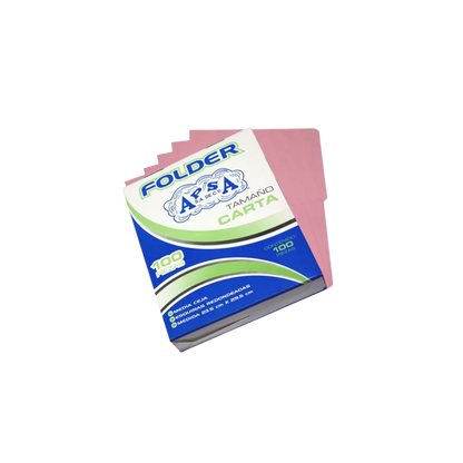 FOLDER CARTULINA 1/2 CEJA ROSA APSA CARTA 1 PAQUETE CON 100 PIEZAS L13CF