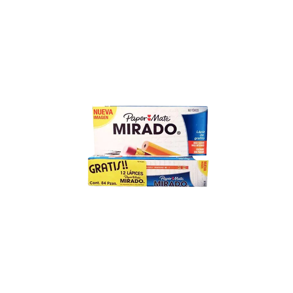 LÁPIZ DE MADERA MIRADO NO. 2 CAJA DE 72 PIEZAS MAS 12 DE REGALO 1869318