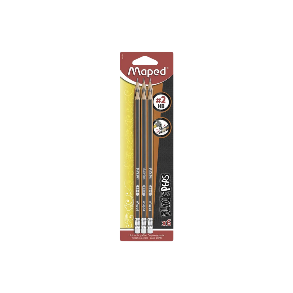LÁPIZ GRAFITO HB NO.2 MAPED TRIANGULAR 6 PIEZAS 851745ZT