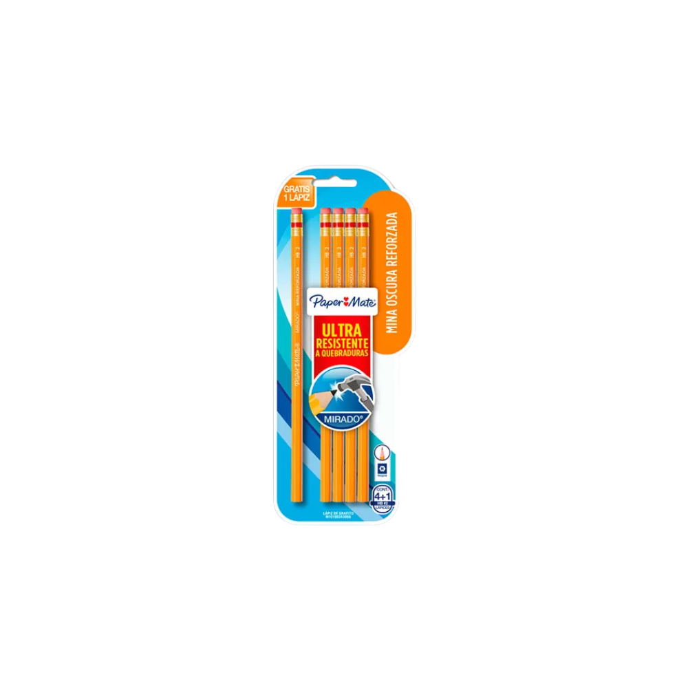 LÁPIZ DE MADERA PAPER MATE MIRADO NO.2 HB FORMA HEXAGONAL 4 PIEZAS M10100243066