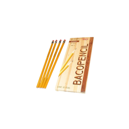 LÁPIZ DE MADERA BACOPENCIL 2 HB COLOR AMARILLO FORMA HEXAGONAL 10 PIEZAS PTLPC0050