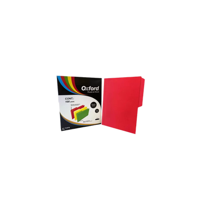 FOLDER PAPEL MANILA DE 164 GRS ROJO INTENSO 1/2 CEJA OXFORD CARTA CAJA CON 100 FOLDERS M762