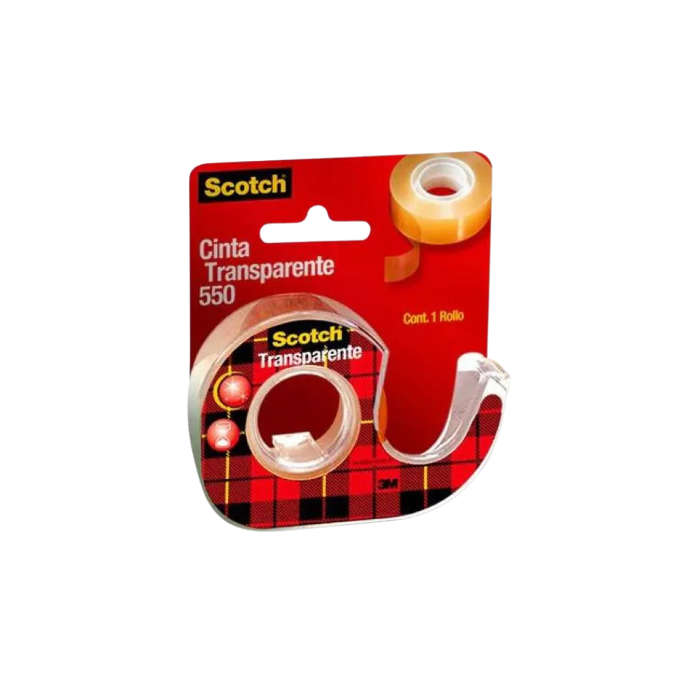 CINTA ADHESIVA CORTE FACIL SCOTCH 550 TRANSPARENTE DE 12 MM X 30 M 1 PZA MC900170234