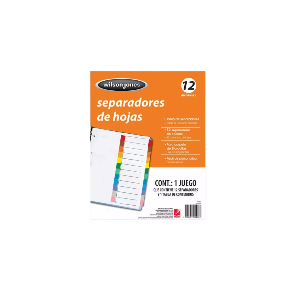 SEPARADOR WILSON JONES CON 12 DIVISIONES P2458
