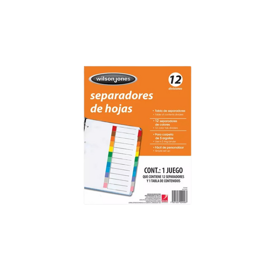 SEPARADOR WILSON JONES CON 12 DIVISIONES P2458