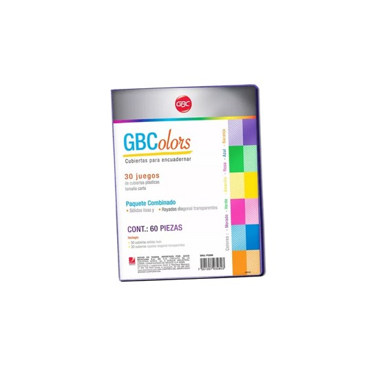 Cubierta Plástica Carta Colores Surtidos 30 Juegos Gbcolors P3280