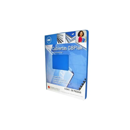 CUBIERTAS GBC GBPLAK P3551 TAMAÑO CARTA 1 PAQUETE CON 50 PIEZAS COLOR AZUL P3551