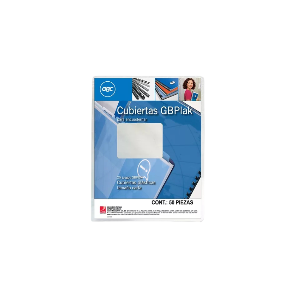CUBIERTAS GBC GBPLAK TAMAÑO CARTA 1 PAQUETE CON 50 PIEZAS TRANSPARENTE P3561