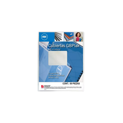 CUBIERTAS GBC GBPLAK TAMAÑO CARTA 1 PAQUETE CON 50 PIEZAS TRANSPARENTE P3561