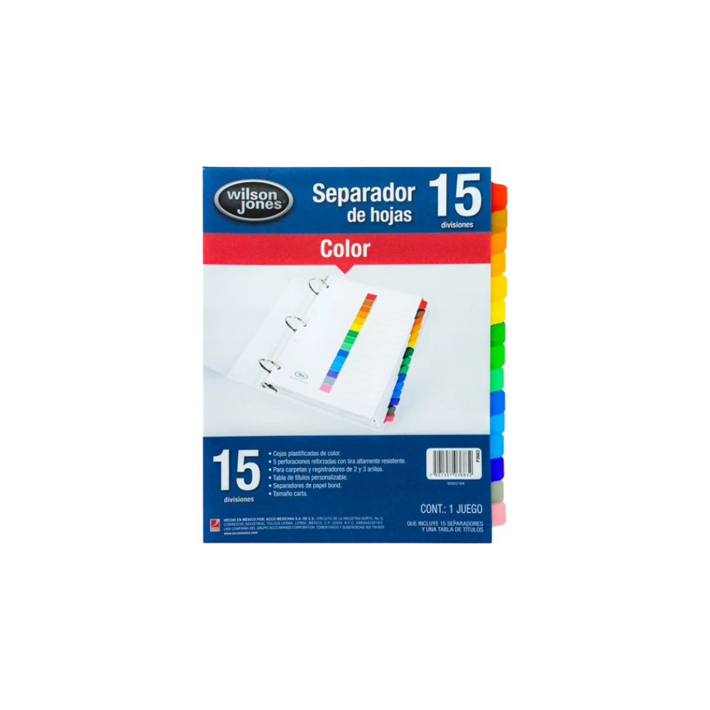 SEPARADOR WILSON JONES P3683 CON 15 DIVISIONES P3686