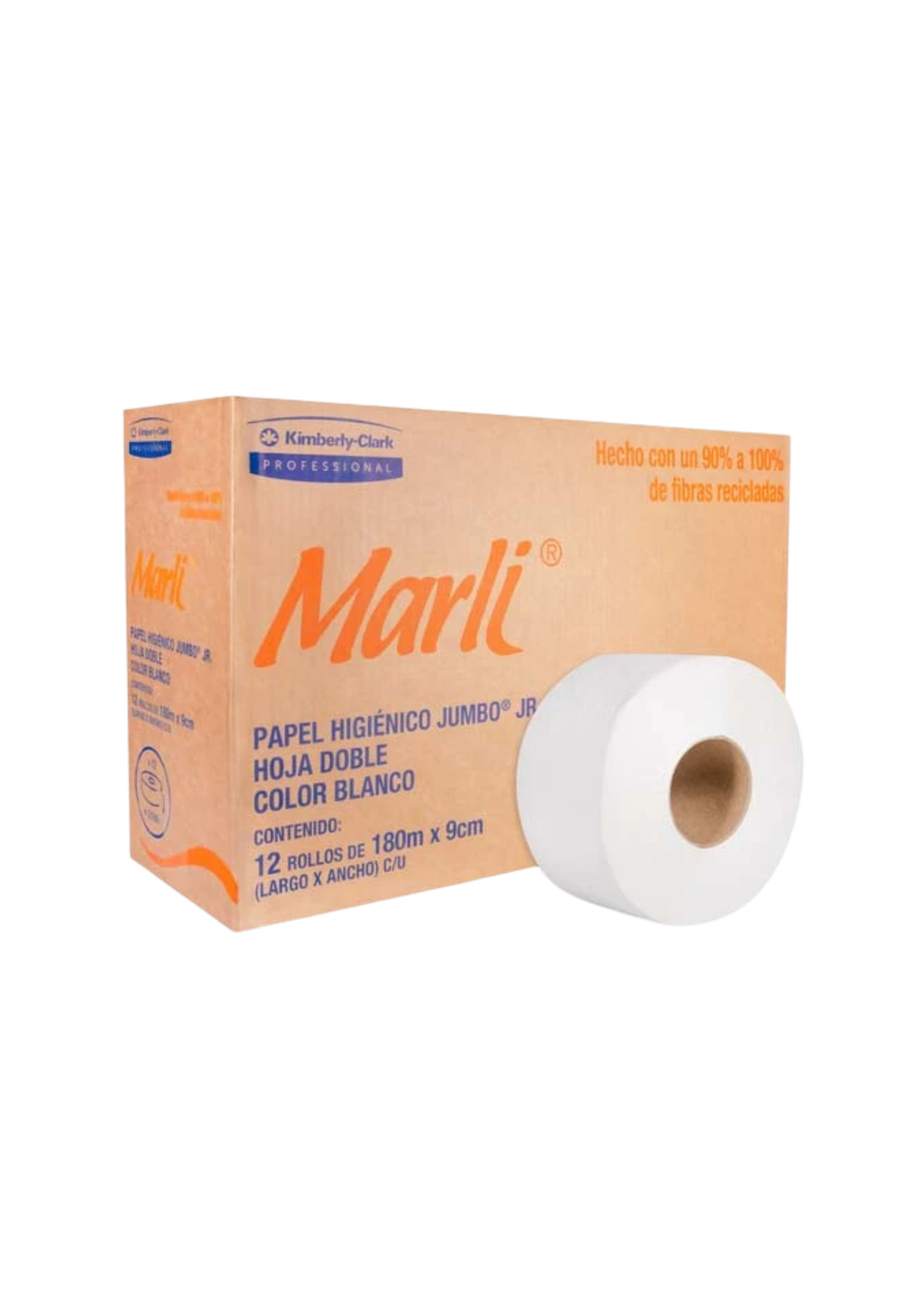 PAPEL HIGIENICO JR MARLI BLANCO DOBLE 180 M X 9 CM 12 PIEZAS 90531