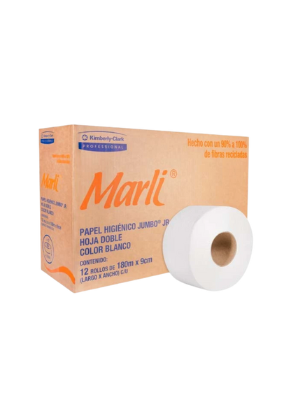 PAPEL HIGIENICO JR MARLI BLANCO DOBLE 180 M X 9 CM 12 PIEZAS 90531