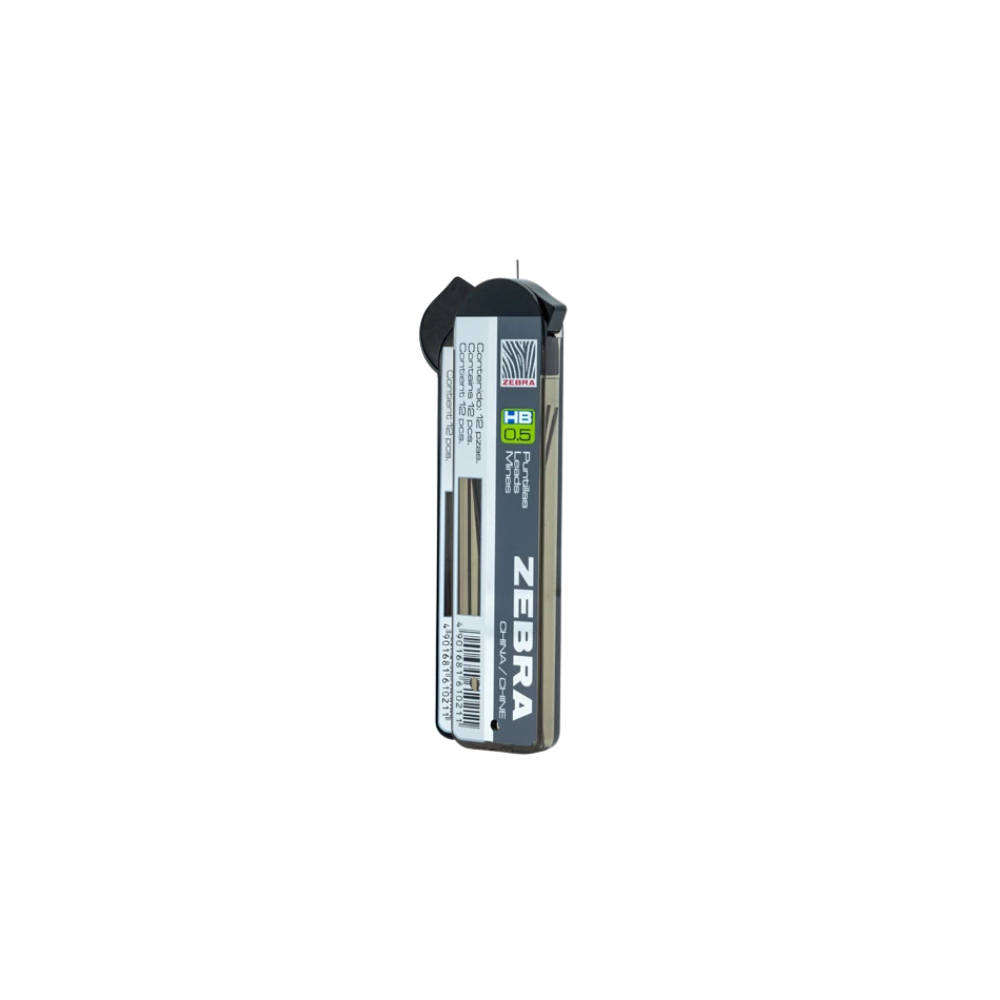 PUNTILLAS ZEBRA DE GRAFITO NÚMERO 0.5 MM 1 TUBO CON 12 PUNTILLAS 7501901609000