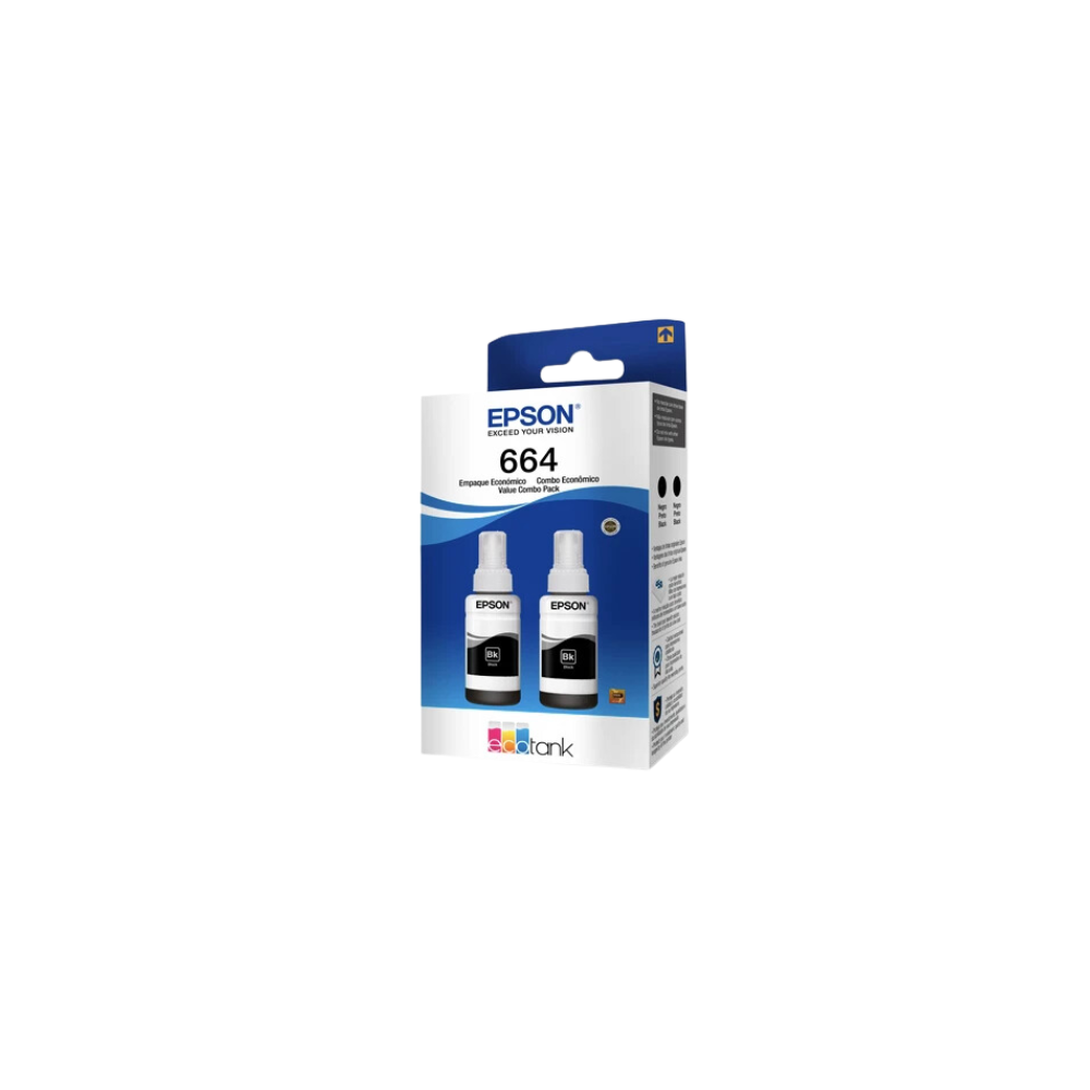 PAQUETE DE 2 TINTAS EPSON T664 COLOR NEGRO T664120-2P
