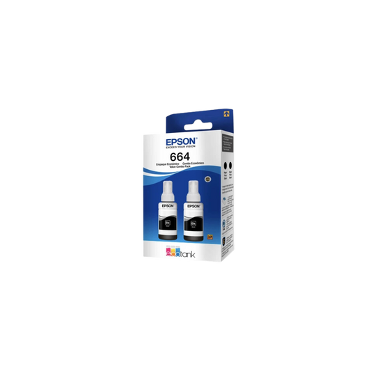 PAQUETE DE 2 TINTAS EPSON T664 COLOR NEGRO T664120-2P
