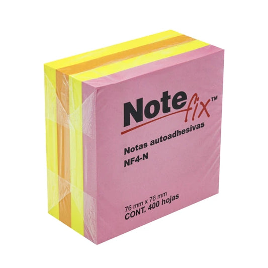NOTA ADHESIVA REMOVIBLE NOTE FIX NF4 N COLORES NEÓN FORMA CUADRADA 400 HOJAS MC900172339