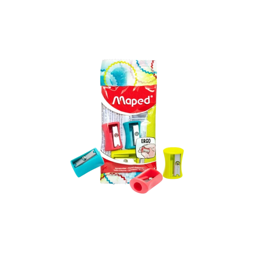 SACAPUNTAS PLASTICO MAPED MANUAL BLISTER 3 PIEZAS 006303ZM