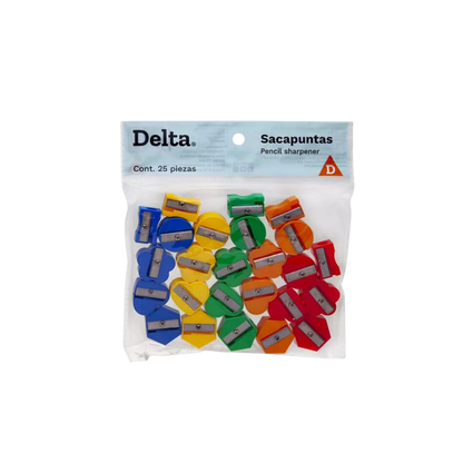 SACAPUNTAS PLÁSTICO MANUAL DELTA BOLSA CON 25 PIEZAS SKD25