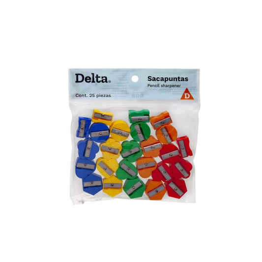 SACAPUNTAS PLÁSTICO MANUAL DELTA BOLSA CON 25 PIEZAS SKD25
