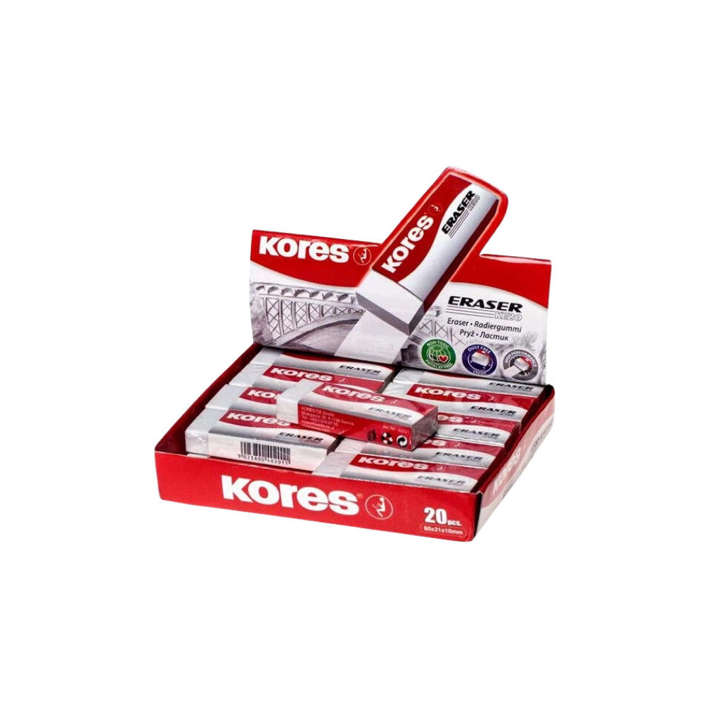 GOMA BLANCA KORES KE20 CAJA CON 20 PIEZAS 40201