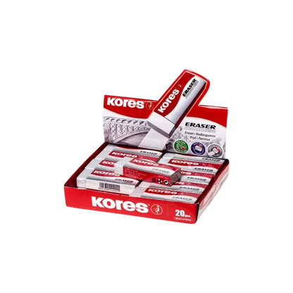 GOMA BLANCA KORES KE20 CAJA CON 20 PIEZAS 40201