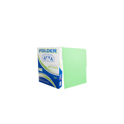 FOLDER DE CARTULINA COLOR VERDE APSA 1/2 CEJA TAMAÑO OFICIO 1 PAQUETE CON 100 PIEZAS L22FO