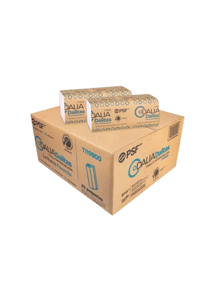 TOALLA INTERDOBLADA BLANCAS DALITAS 100 HOJAS DOBLE 23.5 X 19.5 M 20 PAQUETES TI19800