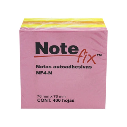 NOTA ADHESIVA REMOVIBLE NOTE FIX NF4 N COLORES NEÓN FORMA CUADRADA 400 HOJAS MC900172339